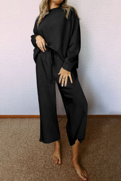 Women's loose trousers long sleeve top two piece set