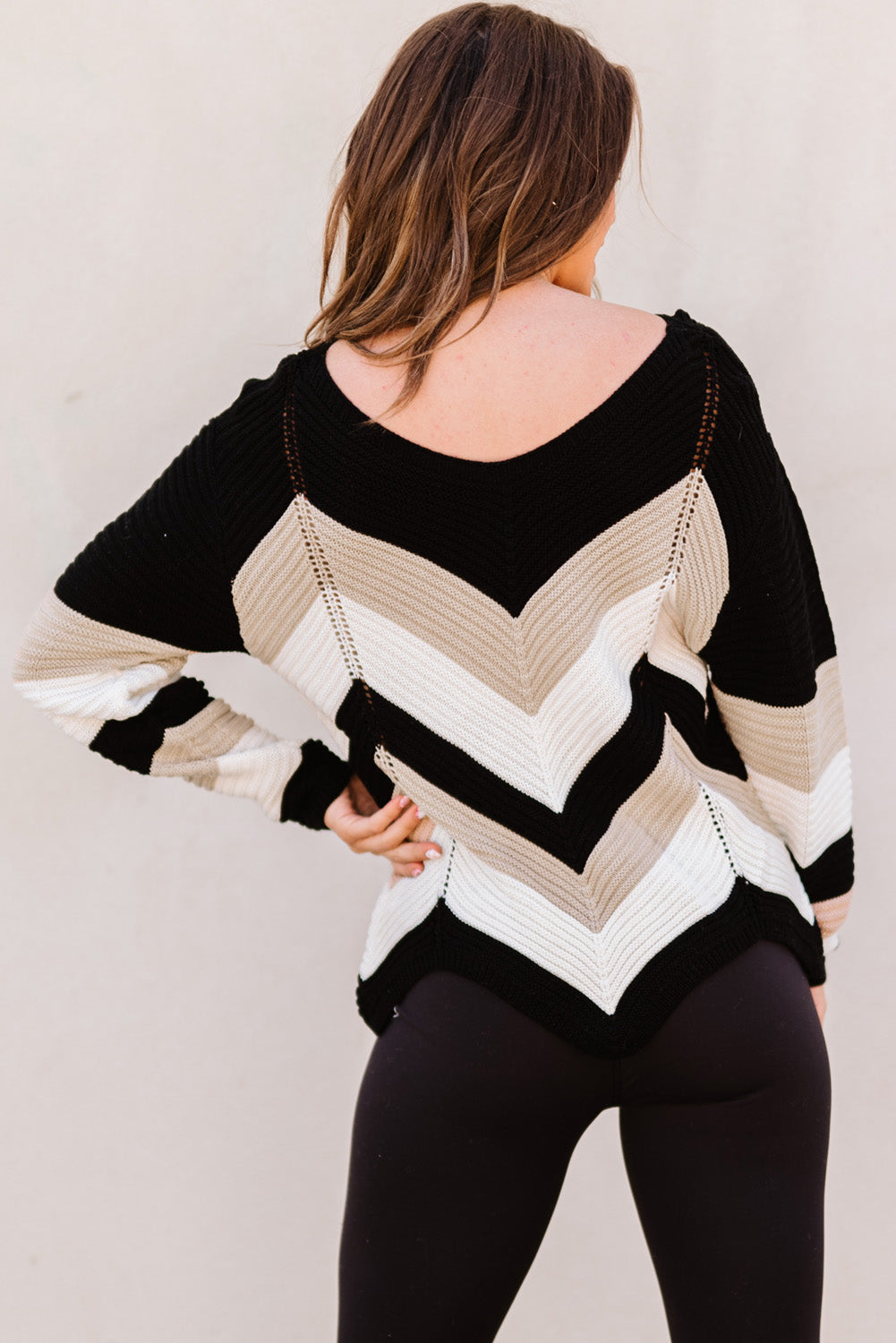 Color Block Rib-Knit Sweater Print on any thing USA/STOD clothes