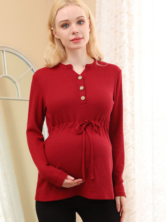 European and American solid color long sleeve nursable maternity tops Print on any thing USA/STOD clothes