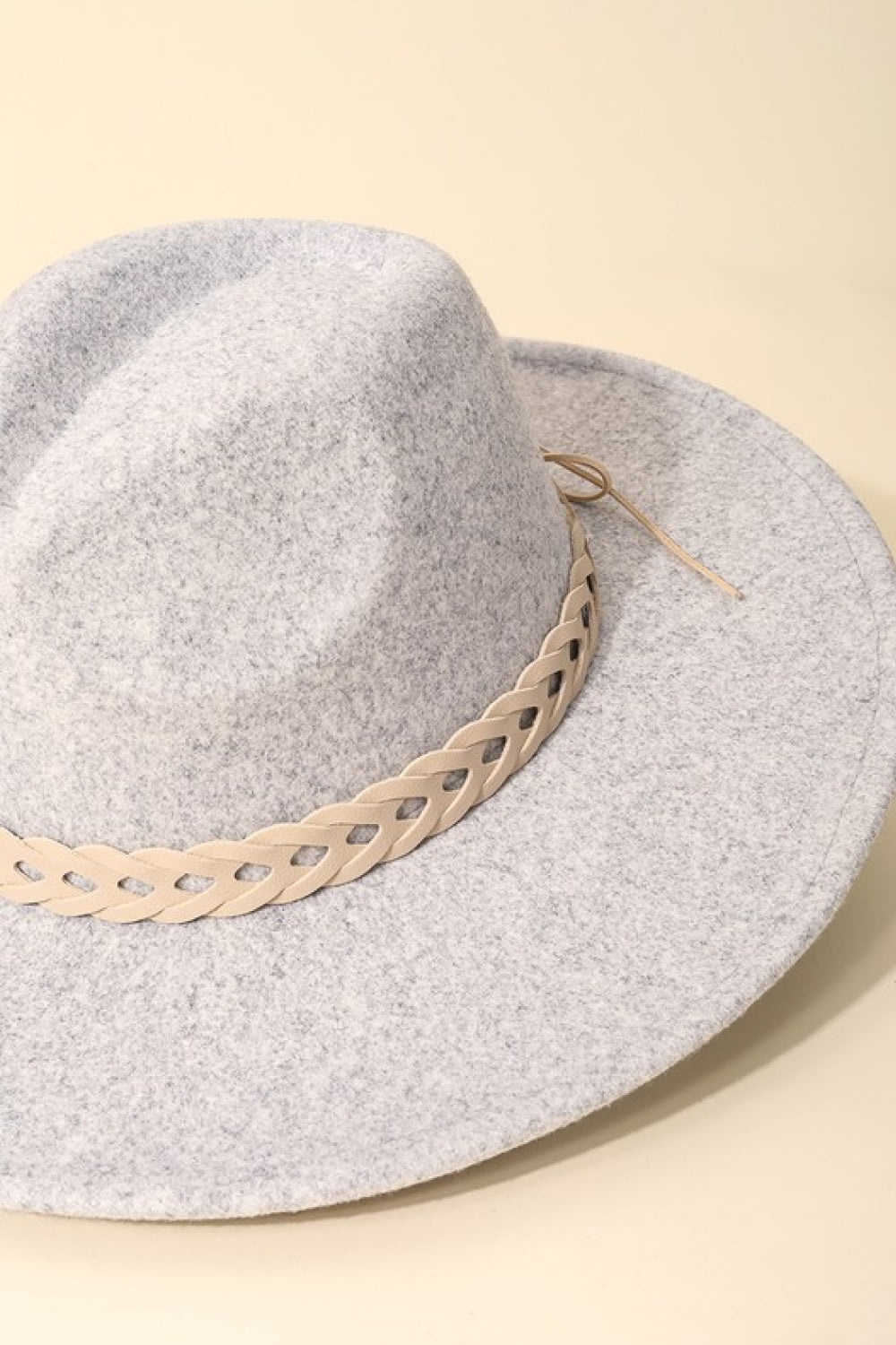 Fame Woven Together Braided Strap Fedora Print on any thing USA/STOD clothes