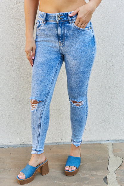 Kancan Emma Full size High Rise Distressed Skinny Jeans Print on any thing USA/STOD clothes