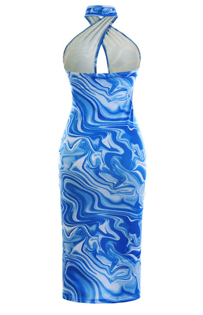 Ladies Spring Summer Fashion Sexy Backless Halter Dress Print on any thing USA/STOD clothes