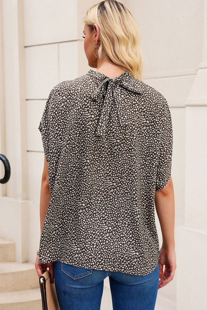 Leopard Print Mock Neck Blouse Print on any thing USA/STOD clothes