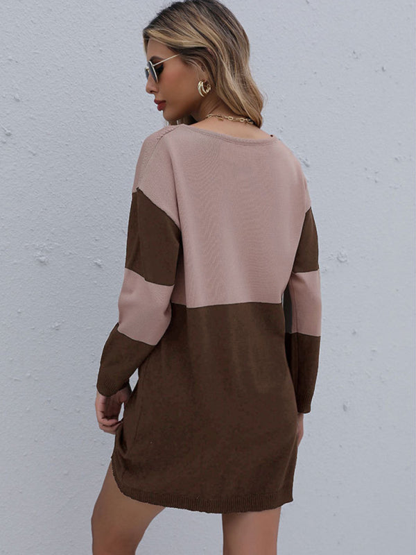 Women”s Long Sleeve Mini Shift Sweater Dress Print on any thing USA