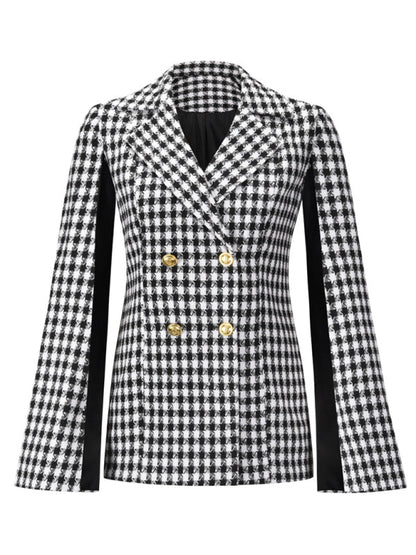 Women's double-breasted shawl jacket with bird check Print on any thing USA