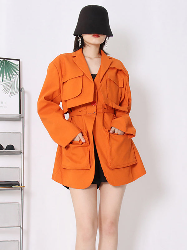 Women's loose casual long-sleeved suit jacket Print on any thing USA