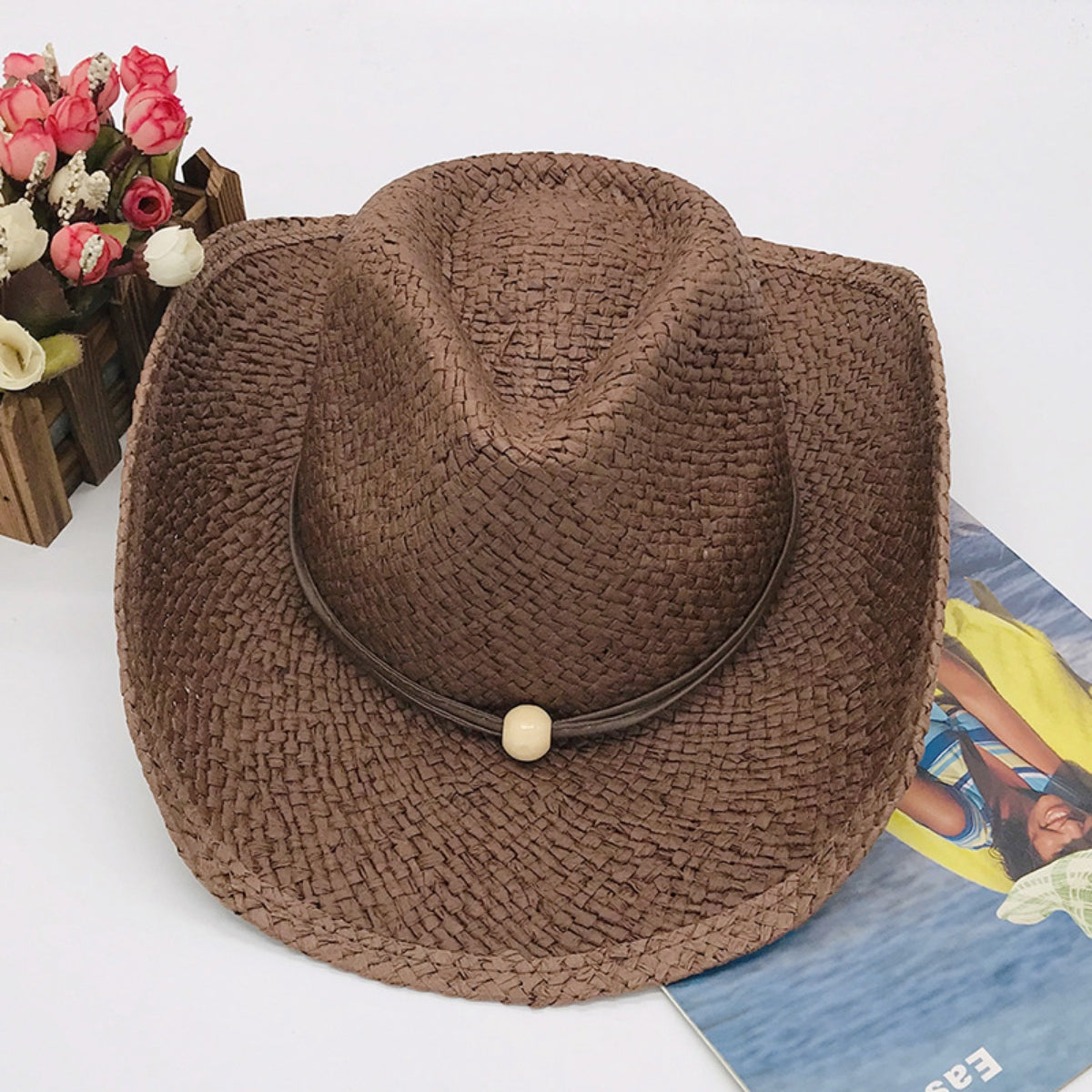 Tied Adjustable Lala Grass Woven Hat