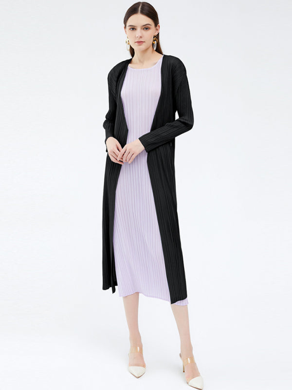 Women’s Chic Ribbed Long Sleeve Wrap Dress With Buttoned Hip