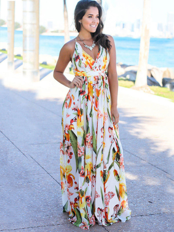 Women's Sling Print Beach Dress