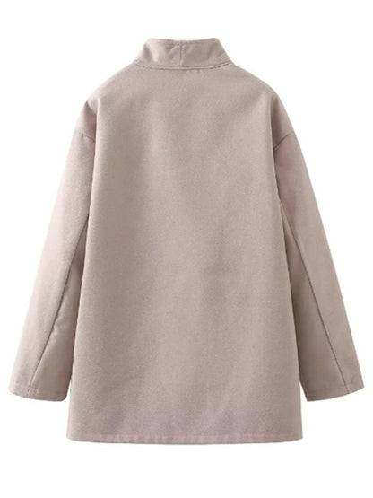 Women's new fashion retro double-breasted woolen jacket
